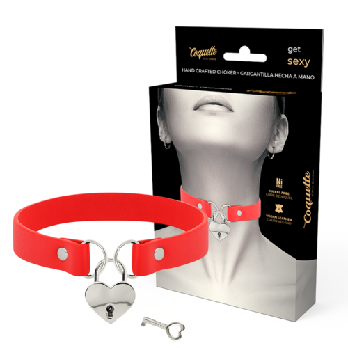 Colar Vermelho com Coração e Chave | Coquette Chic Desire