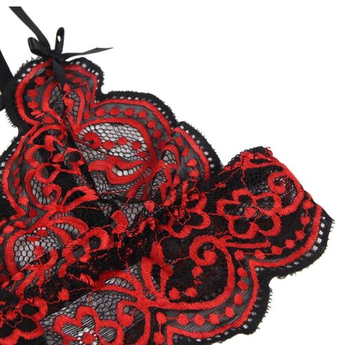 Conjunto de top e cuecas em renda vermelho | Subblime