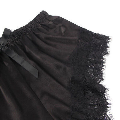 Camisola de seda casual e calção de renda | Subblime