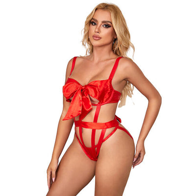 Body vermelho aberto com laço | Subblime