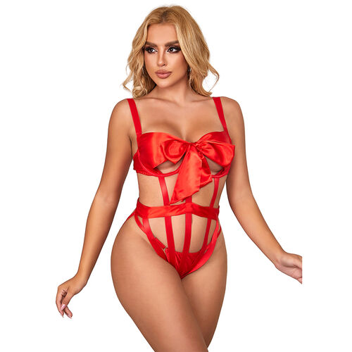 Body vermelho aberto com laço | Subblime