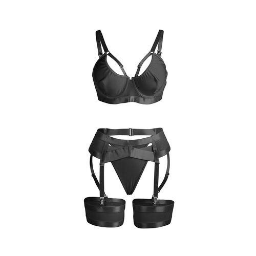 Conjunto bondage preto com ligas | Subblime