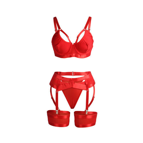 Conjunto bondage vermelho com ligas | Subblime