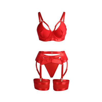 Conjunto bondage vermelho com ligas | Subblime