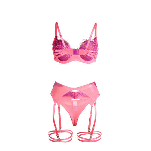 Conjunto rosa e roxo com renda | Subblime