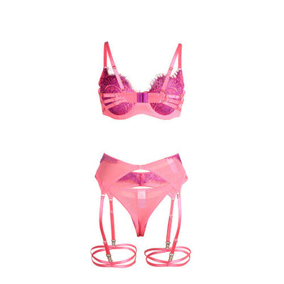 Conjunto rosa e roxo com renda | Subblime