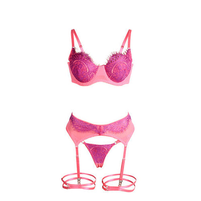 Conjunto rosa e roxo com renda | Subblime