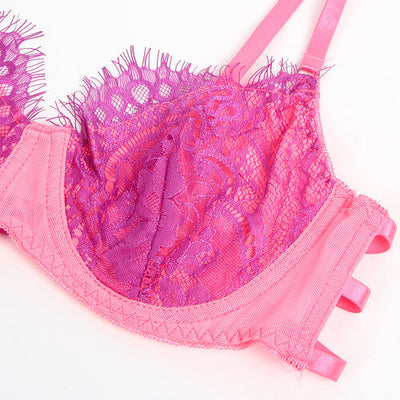 Conjunto rosa e roxo com renda | Subblime