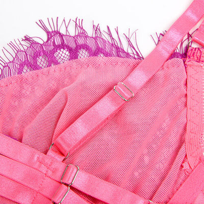 Conjunto rosa e roxo com renda | Subblime
