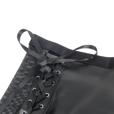 Conjunto de sutiã e saia de couro preto | Subblime