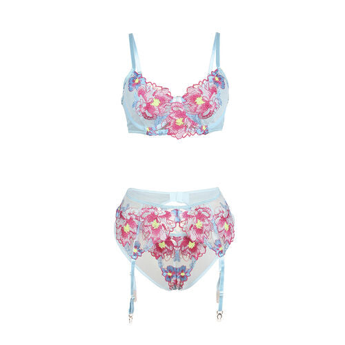 Conjunto rosa com bordados florais | Subblime
