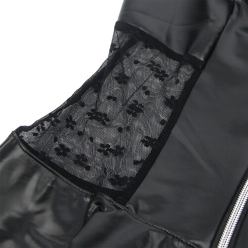 Vestido de couro preto com renda | Subblime