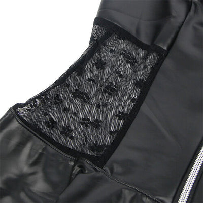Vestido de couro preto com renda | Subblime